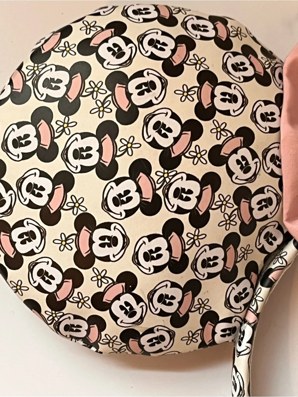 Disney Parks Minnie Mouse Floral Print Bow Headband Ears Neutral Pink White